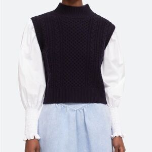 Sea NY Women’s Melanie Sweater, navy color, size S